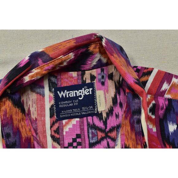 Wrangler Cowboy Cut X-Long Tails Western Button-Up Shirt Regular Size 16.5-34 - Picture 7 of 8